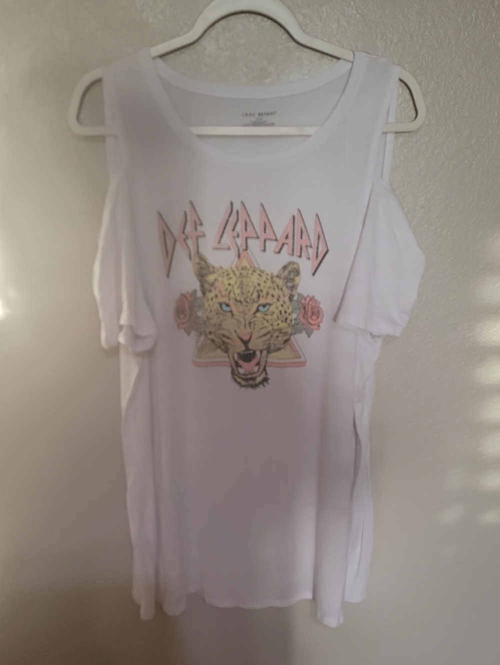 Lane Bryant White Def Leppard Graphic Cold-Shoulder Tank
